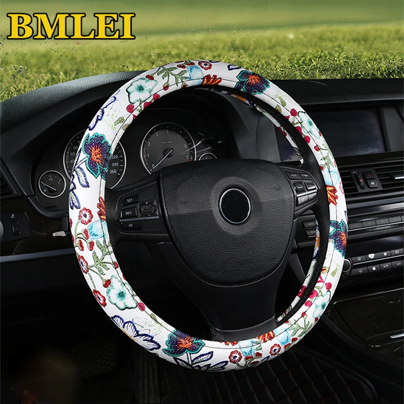 Colorful Flower Printing Steering Wheel Cover Lips Design Wheel