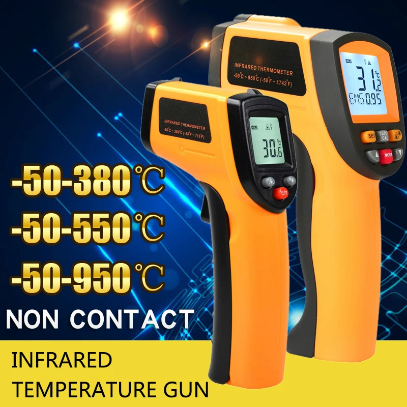 

Digital Infrared Thermometer Laser Thermometer Gun Non-contact Liquid Crystal Infrared Side Light Oven Temperature Gauge50-1150