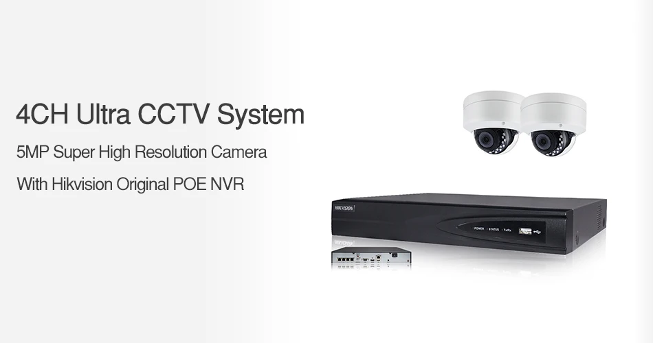 4CH CCTV система 2 шт. ультра 5MP безопасности POE купольная IP камера с Hikvision 4 POE NVR DS-7604NI-K1/4 P DIY комплекты видеонаблюдения