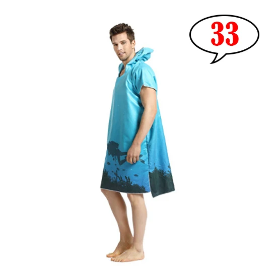 Пляжное полотенце с капюшоном для взрослых, пляжное полотенце для плавания, быстросохнущее солнцезащитное полотенце для ванной, полотенце-пончо из микрофибры, плавательная накидка для серфинга - Цвет: 33