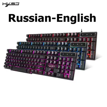 

ZERODATE HXSJ ENGLISH-RUSSIAN Ergonomic USB Wired Three Color Backlit Mechanical Feel Gaming Keyboard Desktop Notebook Keyboard