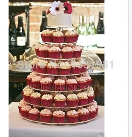 7 Tier Crystal Clear Acrylic Round Square Wedding Cup Cake Stand