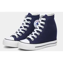 2016 new spring&summer women’s canvas height increasing lace-up shoes breathable student soft antiskid rubber sole shoes wsn01