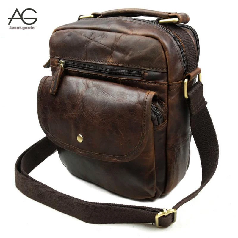 

Hot 2016 New Brand Design Casual Brown Genuine Leather Men Messenger Bags Small Fashion Men Shoulder Bags Sacoche Homme Bolso