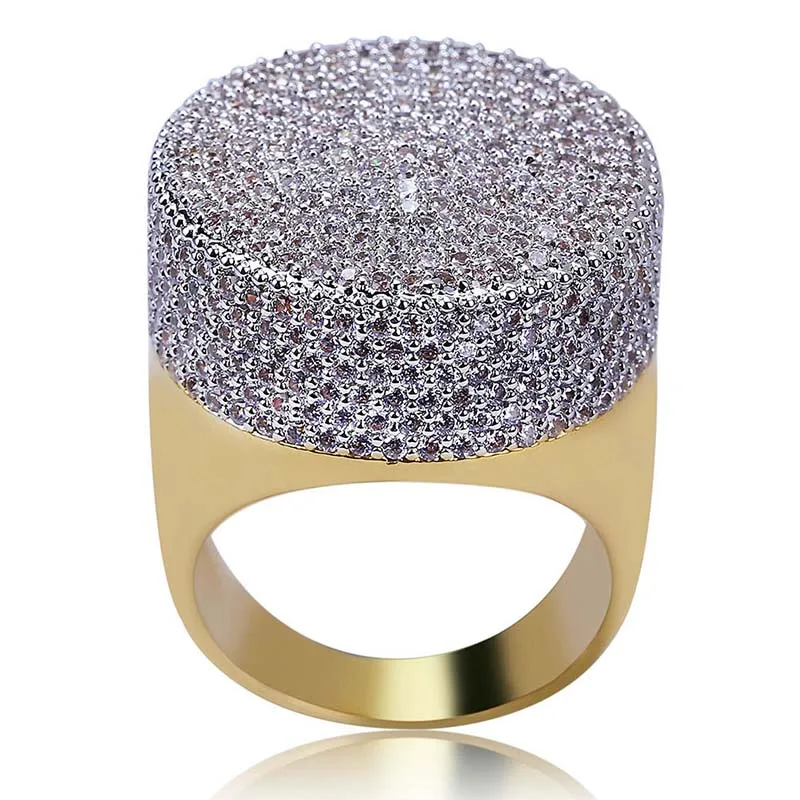 

Custom Men's Ring Copper Band Micro Paved Cubic Zirconia Gold color Plated Hip Hop jewelry Drop Shipping APK2077