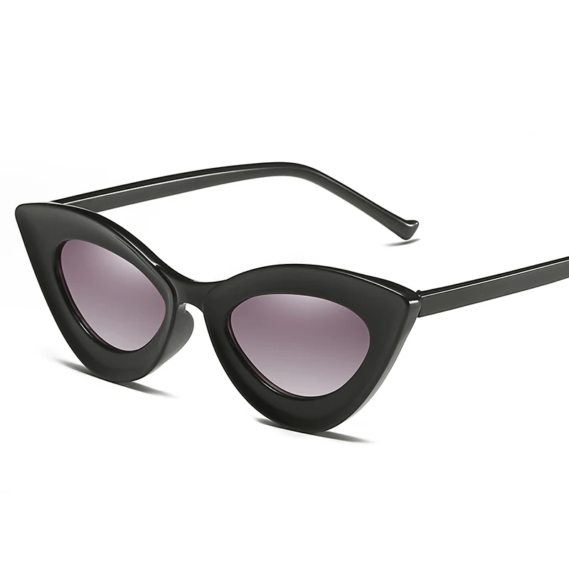 Маленькие женские солнцезащитные очки "кошачий глаз", женские брендовые дизайнерские солнцезащитные очки с пластиковой оправой, винтажные сексуальные солнцезащитные очки, UV400 - Цвет линз: C1Bright Black Grey