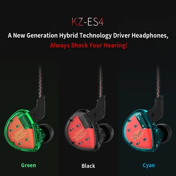 

New original KZ ES4 DD+BA Hybrid Dynamic 0.75mm 2 Pin In-Ear Earphone HIFI Stereo Sport Headset Noise Cancelling DJ Earbuds