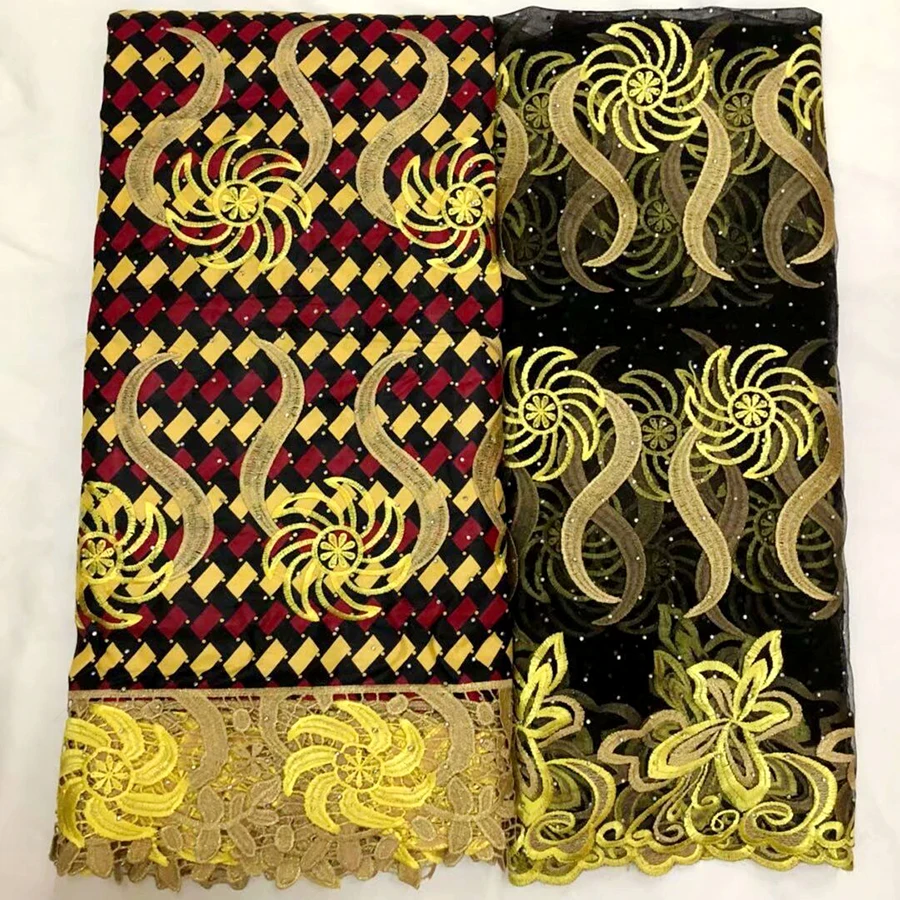 

2018 African Lace Fabric High Quality Nigerian Cotton Guipure Wax Fabric Embroidered Tissu Africain Guipure Wax Fabric