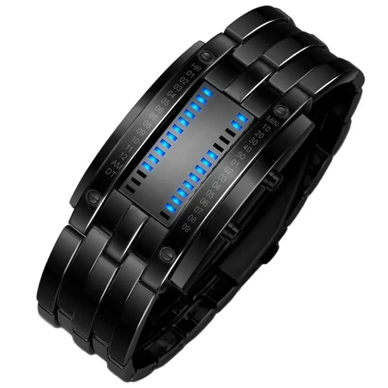 New Technology Binary Watch Stainless Steel Date Digital LED Bracelet Sport Watches montre femme 5