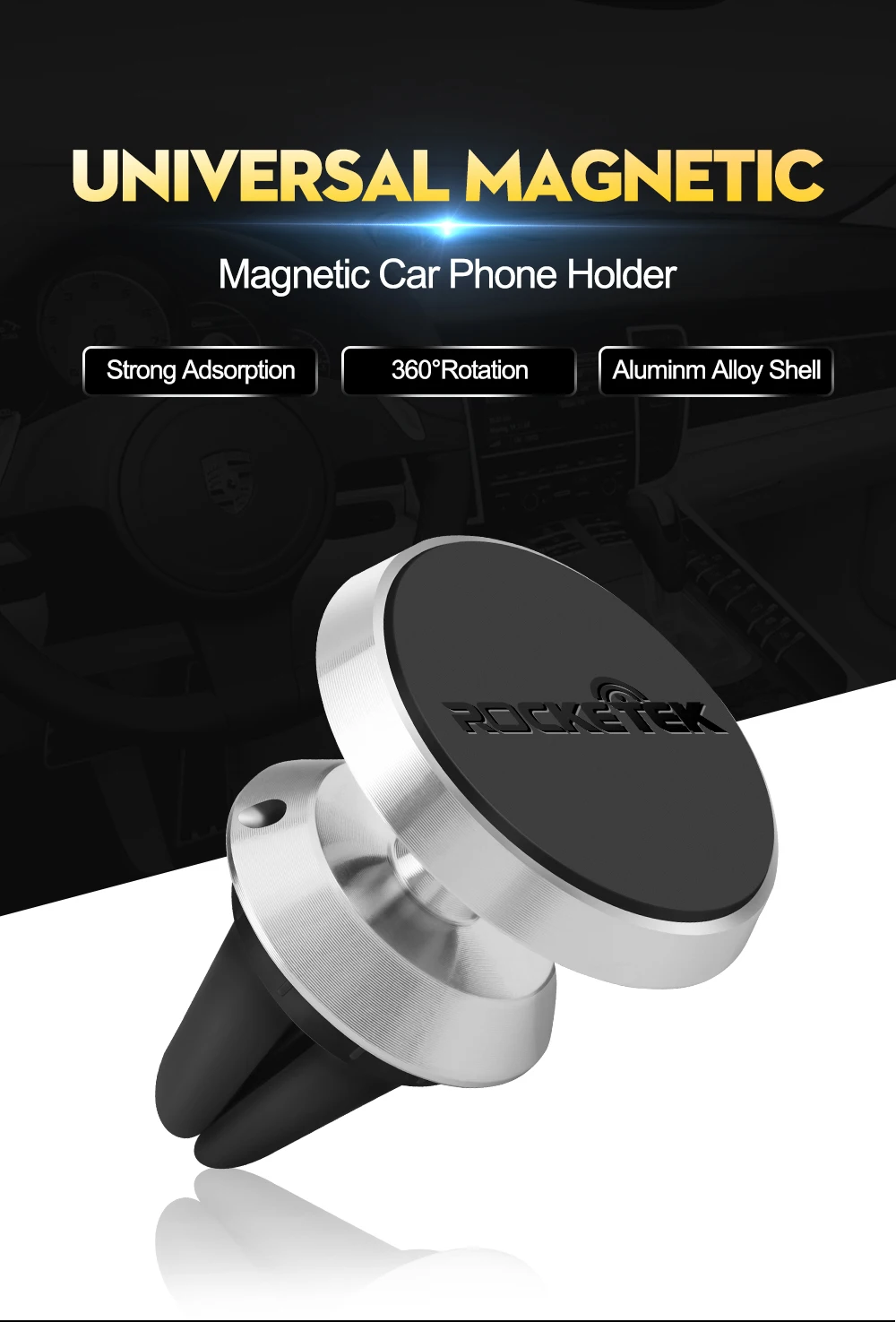 Rocketek Универсальный автомобильный держатель Магнитная подставка для iPhone samsung 360 градусов держатель gps магнитный держатель для мобильного телефона