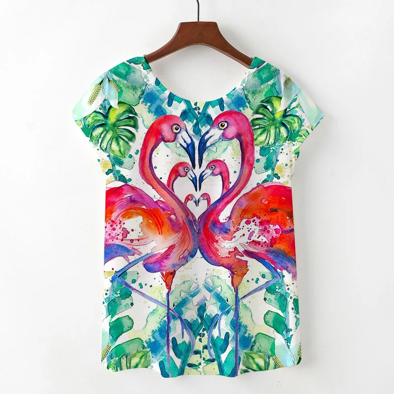 2018 verano Flamingo Camisetas Casual o-cuello de un solo lado impreso camiseta Tops Harajuku divertida Mujer Camisetas Mujer camiseta Mujer 2018 verano Flamingo Camisetas Casual o-cuello de un solo lado impreso camiseta Tops Harajuku divertida Mujer Camisetas Mujer camiseta Mujer