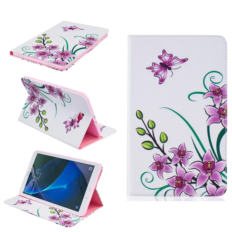 For Samsung Galaxy Tab A 10.1 Case T580T585SM-T580T580N Case Tablet Cover Print Folio PU Leather Wallet Protective Shell Bag (8)