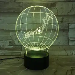 Карта страны Японии настольная лампа 3D иллюзия Touch сенсор 7 цветов Изменение Детские подарки глобусы ночник светодиодный
