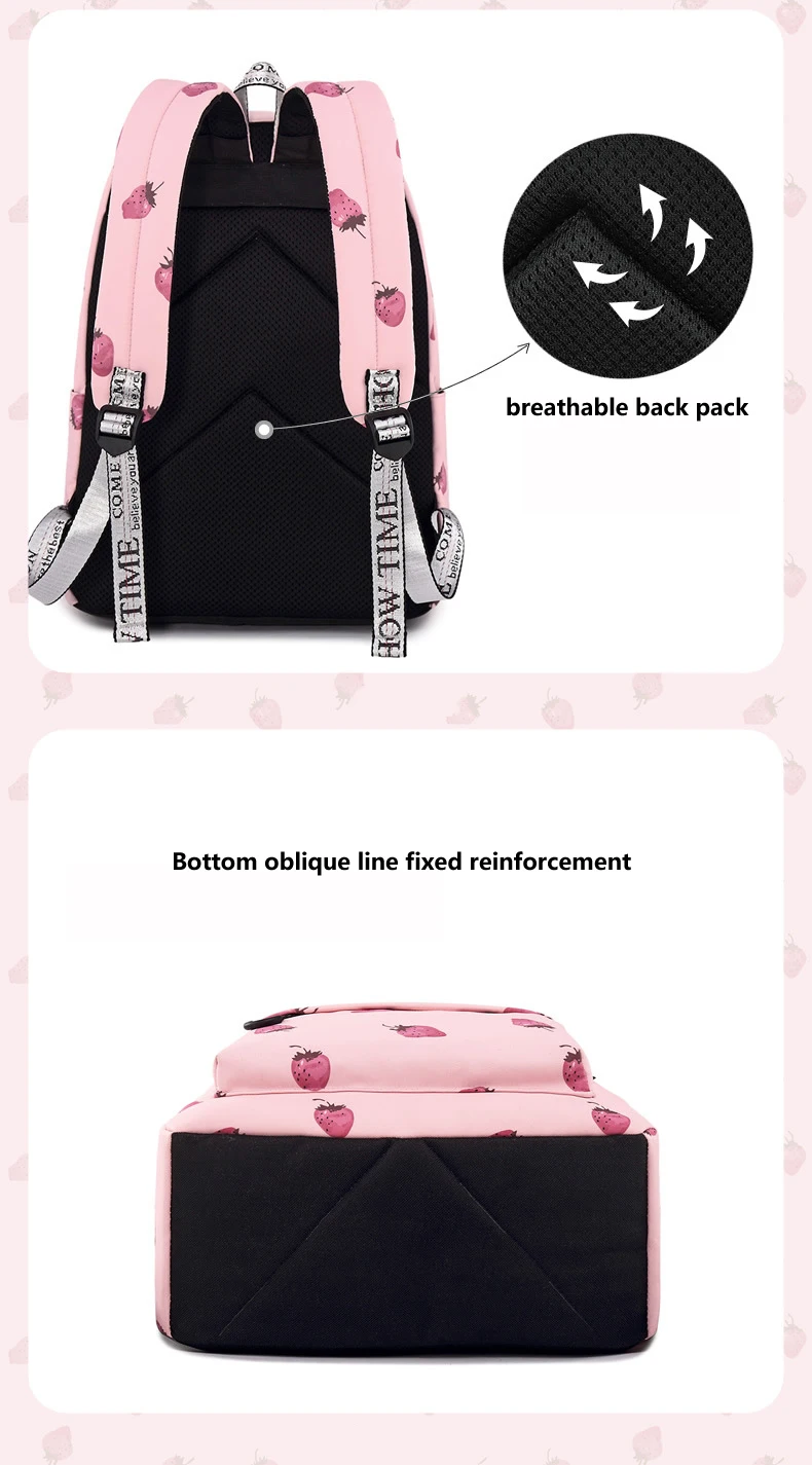 WINNER Fashion Backpack Girls Cute Cartoon Style School Backpack Kawaii Strawberry Print Backpack Bags For Women 2018 (22)