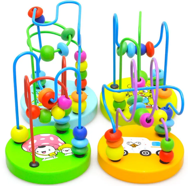 

Boys Girls montessori Wooden Toys Wooden Circles Bead Wire Maze Roller Coaster Educational Wood Puzzles Kid Toy Christmas Gifts