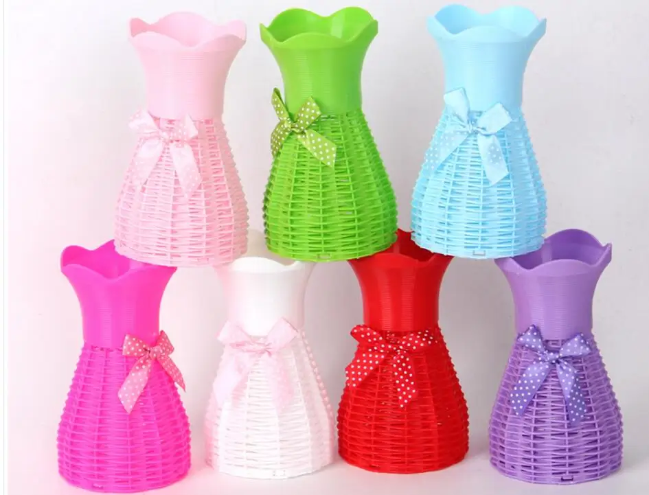 

10PCSTable set plastic small pot garden contracted vase lovely table head puts floret.