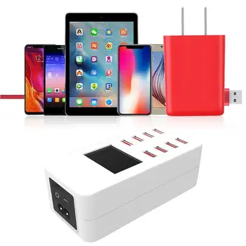

1set Portable 8 Port Smart USB Charger LCD Display Mobile Phone Power Adapter Support Variety of USB Charging Protocols props