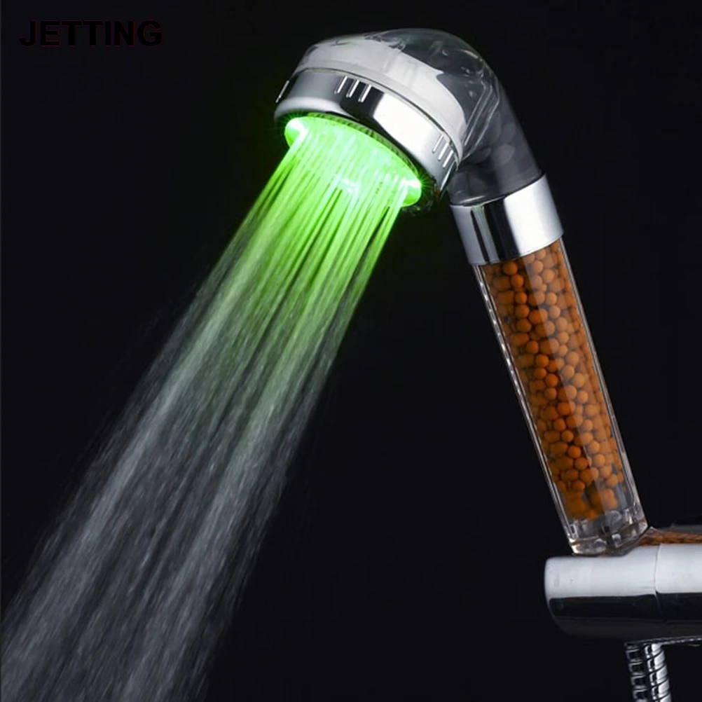 

1PCS Shower Head Automatic Color Changing Lighted Glow Light LED Anion Health Care Shower Heads With Temperature Sensor