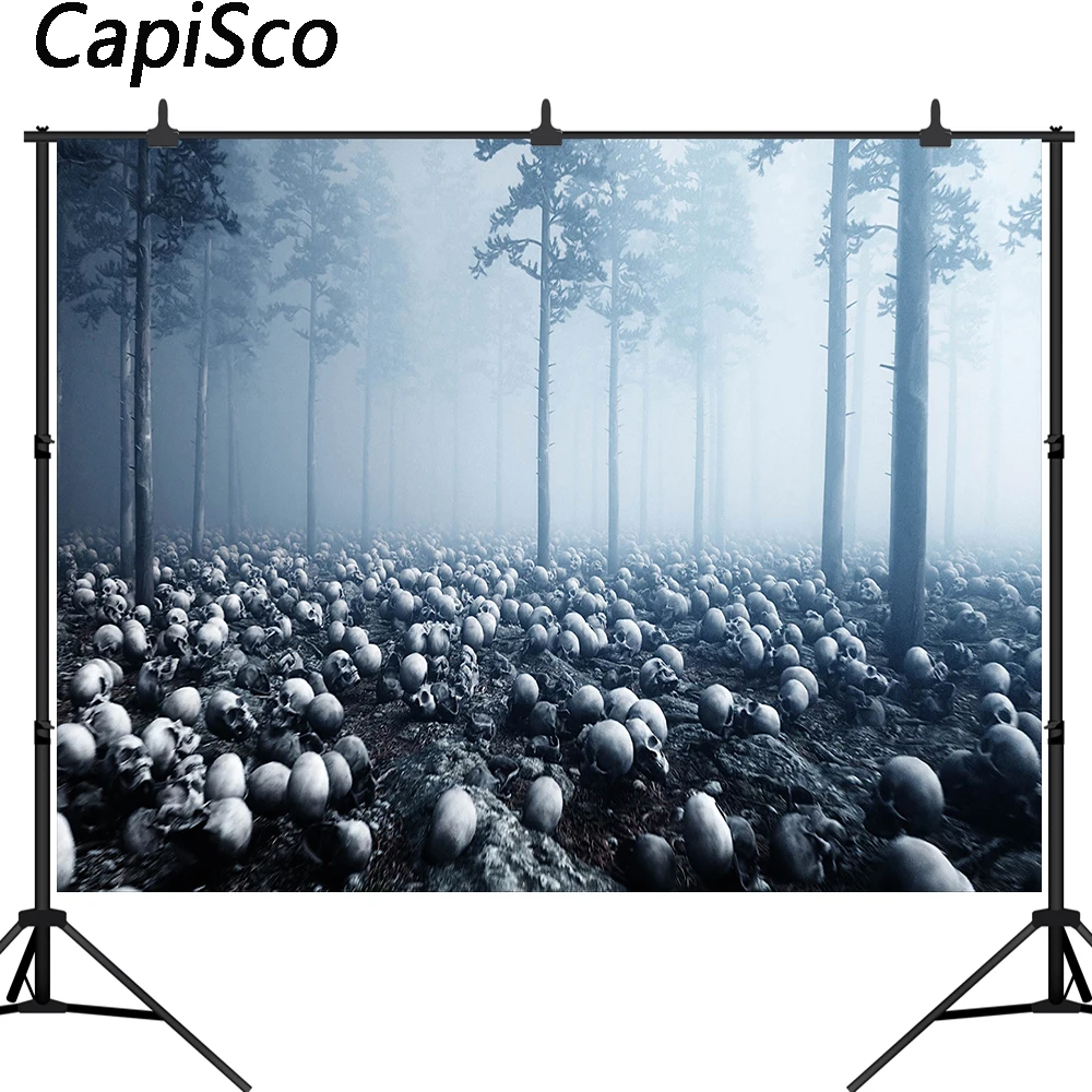 

Capisco background photography Halloween horror Misty Forest skull tree backdrop professional photocall studio props customize