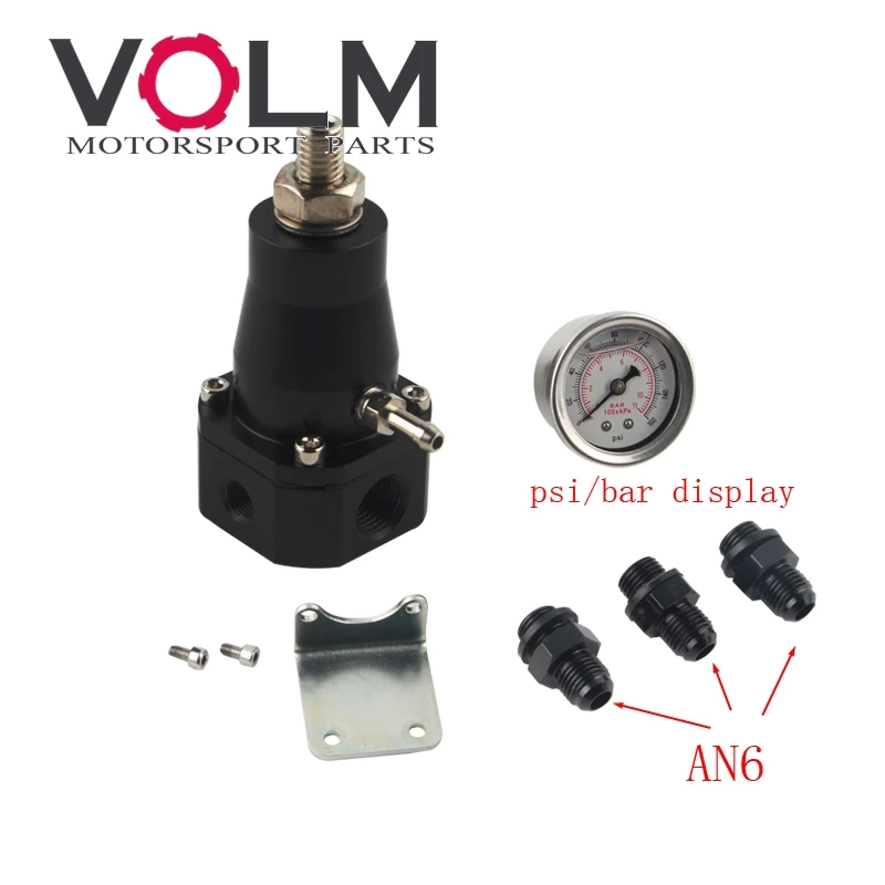 

auto universal ADJUSTABLE FUEL PRESSURE REGULATOR AN6 FITTING 1/8 NPT gauge fpr03