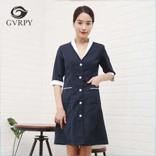 Новое поступление v-образный вырез длинный рукав Женский медицинский Халат форма медсестры, медицинская одежда для скраба Navyblue лабораторный халат одежда для доктора