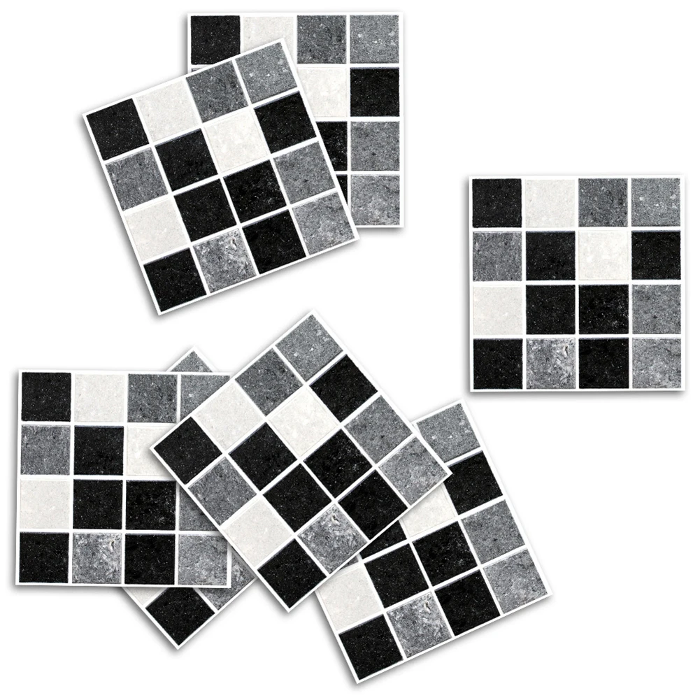 18pcs 10*10cm Self Adhesive Waterproof Black Marble Mosaic Wall Art Kitchen Furniture Tile Sticker Wall Decal