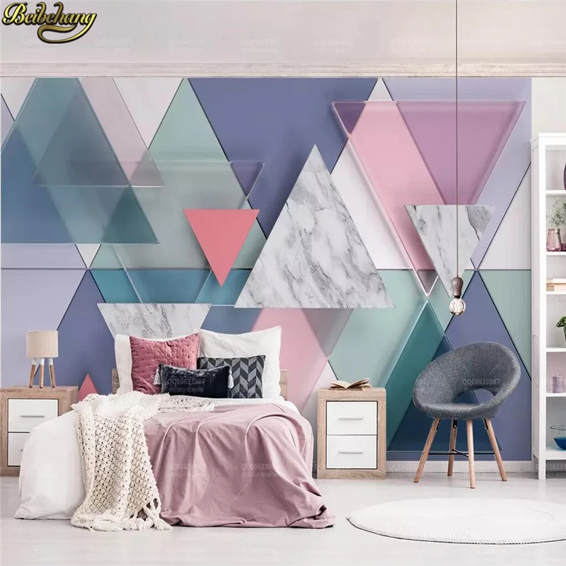 beibehang Custom Solid geometric wallpaper for living room triangle glass marble mosaic TV background photo wall paper 3D mural