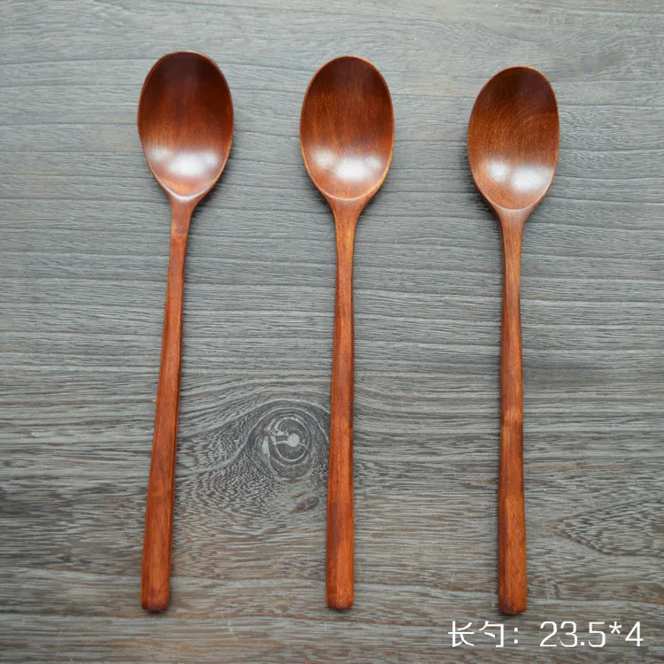 Japanese Style Wood Spoon Vintage Long Handle Wooden Spoon 23.5x4cmin