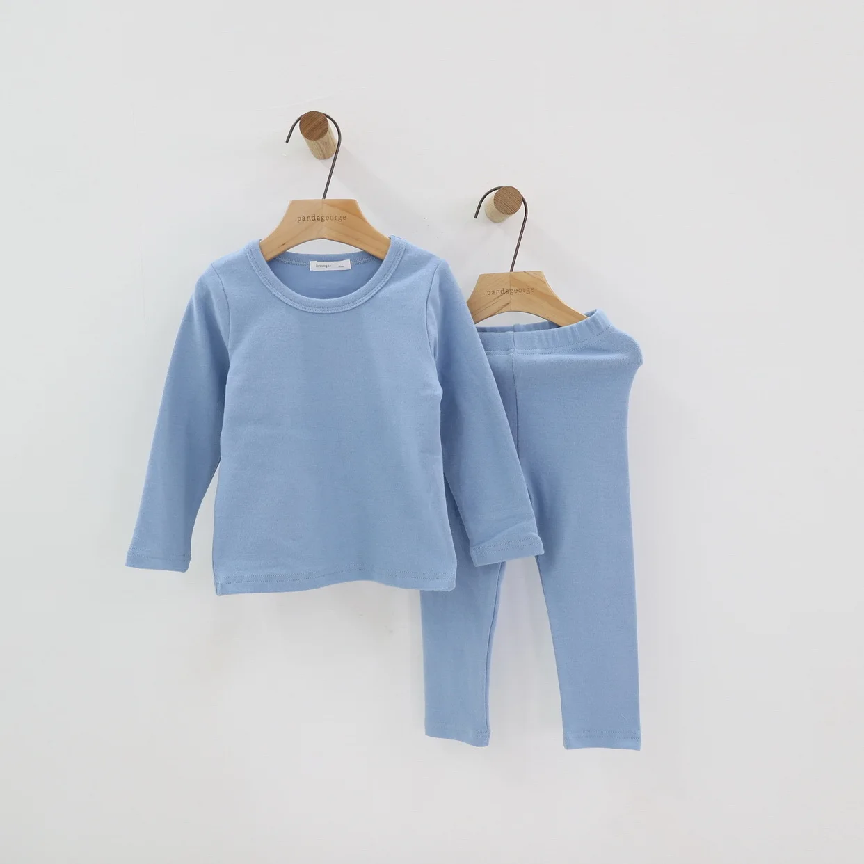 Light blue Весенне-осенний пижамный комплект для девочек, Новая Детская Хлопковая пижама с длинными рукавами для мальчиков Удобная осенняя одежда для малышей длинные штаны - Цвет: Light blue
