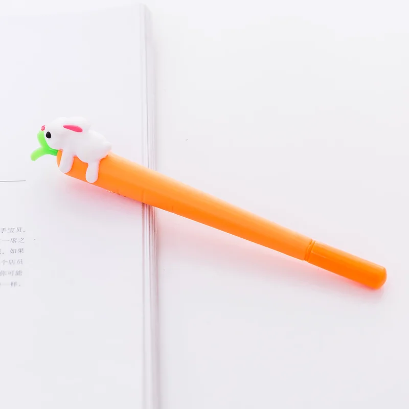 

1 Pcs Korean Stationery Creative Carrot Rabbit Neutral Pen Female Office Study Sign Pen Examination Water Pen Christmas Novelty