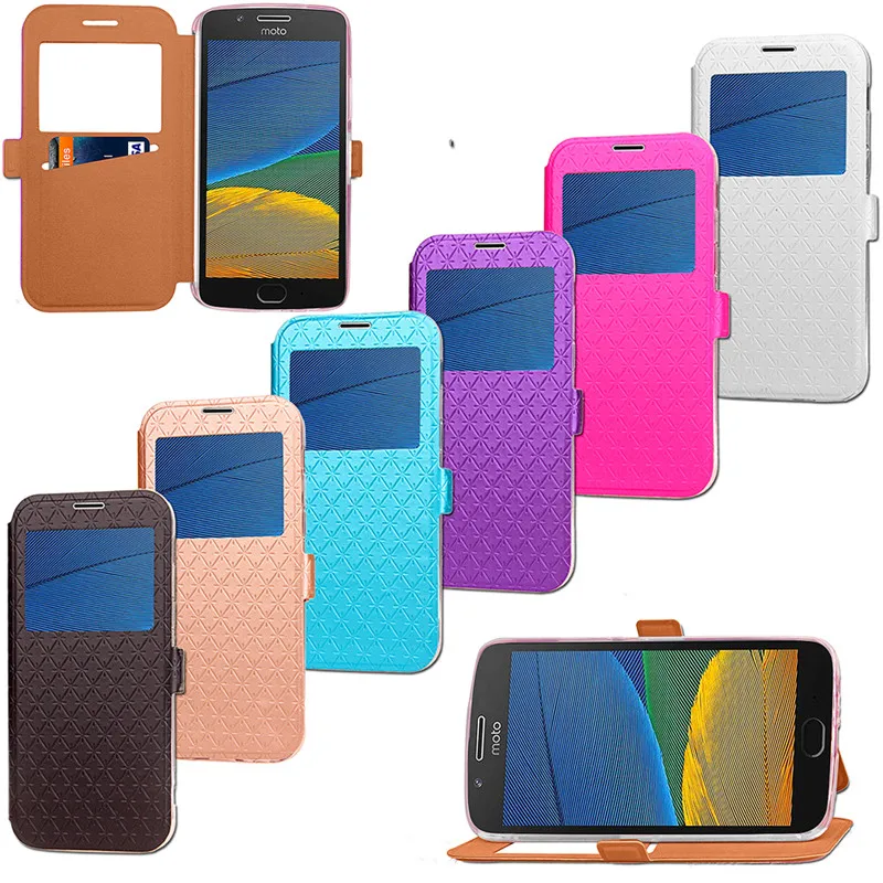 

For Moto G 5 G5 Plus XT1672 XT1683 Case View Vindow Wallet Flip Leather Case Cover for Motorola Moto G5 XT1671 XT1675 XT1676