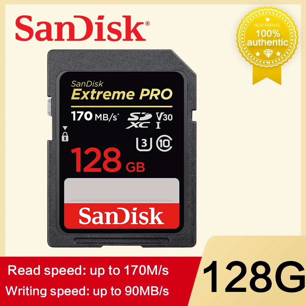 Sd-карта SanDisk Extreme PRO, 128 ГБ, 64 ГБ, 32 ГБ, 16 ГБ, 256 ГБ, 512 ГБ, SDHC, UHS-I, высокая скорость, класс 10, 95 МБ/с./с, V30 для камеры