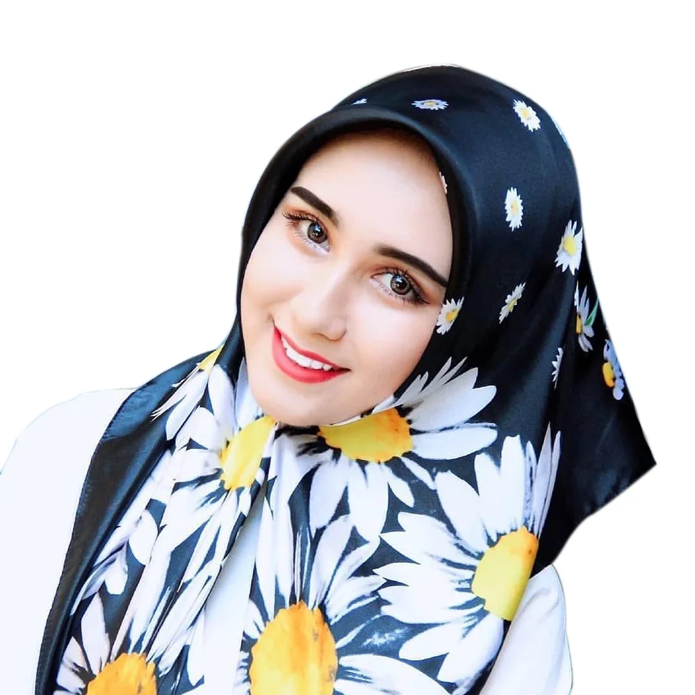 Новая мягкая квадратная шелковая смесь Малайзийский платок с цветочным узором мусульманская леди обертывание тюрбан Исламские шали Хиджаб под шарф