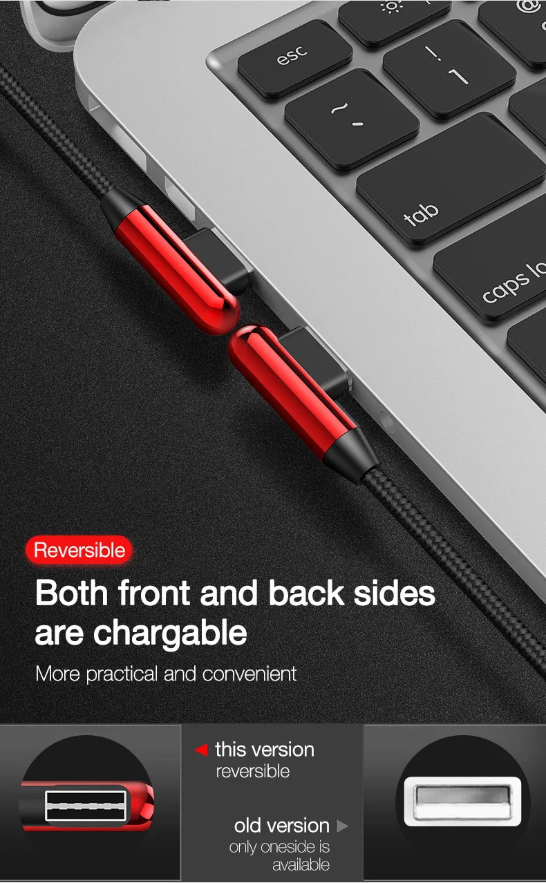 CAFELE 3 в 1 светодиодный светильник L изгиб зарядка USB кабель для iPhone Xr X huawei samsung Xiaomi sony локоть зарядный кабель для IOS 12 11 10