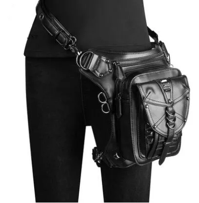 

new Women Vintage Retro Rock Leather Messenger Bag Steampunk belt bags Motorcycle Leg Thigh Hip Holster Waist Belt Packs