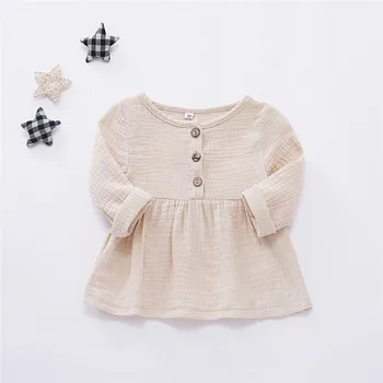 

Winter Dress For Baby Clothing Toddler Newborn Baby Girls Long Sleeves Button Princess Dress Clothes