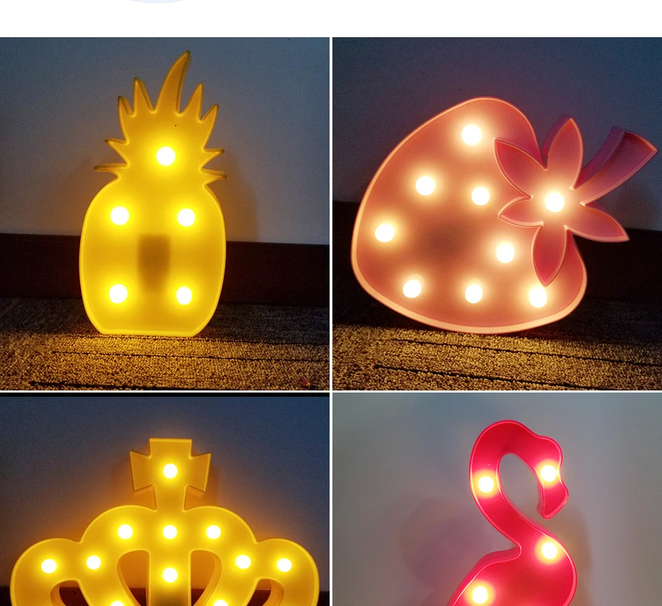 Cartoon LED Night Light Flamingo Pineapple Rabbit  (9)