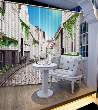 

3D Curtain Building alley scenery Window Blackout 3D Curtains set For Bed room Living room Office Hotel Home Wall Decorative