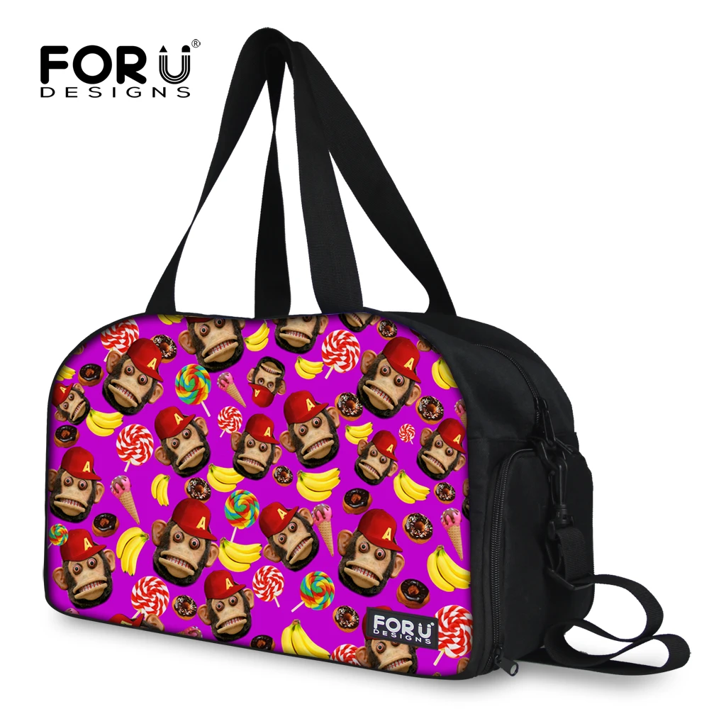 

FORUDESIGNS Women Travel Bags Cute Monkey Print Large Capacity Travel Duffle Bag Canvas Folding Female Bag Lady Carry On Luggage