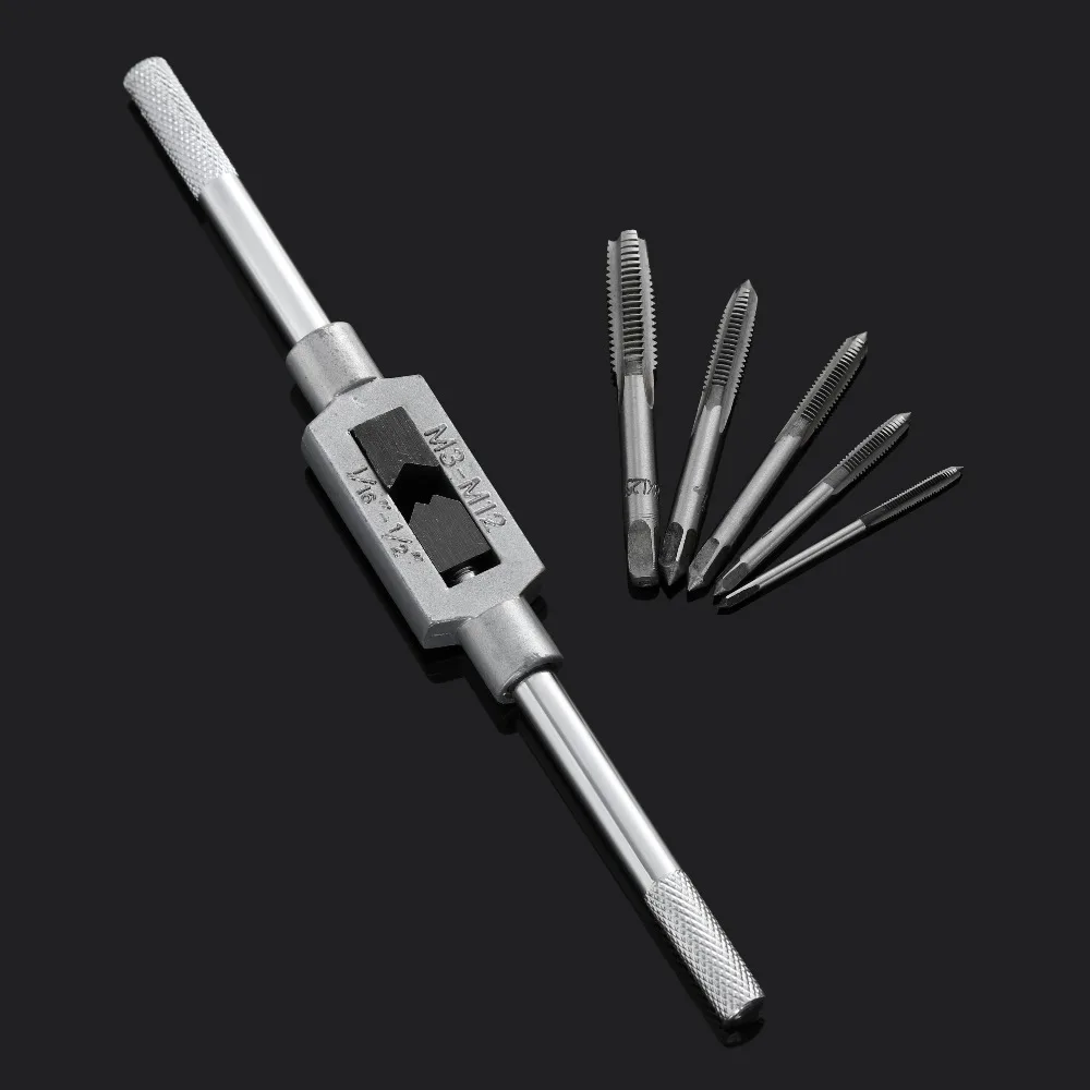 

6Pcs/set New Useful Practical Screw Thread Metric Plug Tap Wrench for Hand Tapping Straight Handle