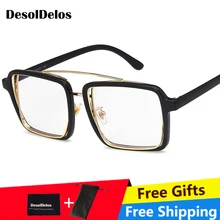 Прозрачные линзы, оправа Ins чистая красная квадратная плоская зеркальная Мода Большая оправа Европа и Америка поперечные солнцезащитные очки