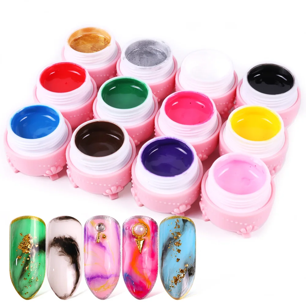 

12 Colors/Set Painting Gel Varnishes Nail Gel 8ml Nail Art Glitter Polish Spider UV Lacquer Nails Manicure Decorations TR892-1