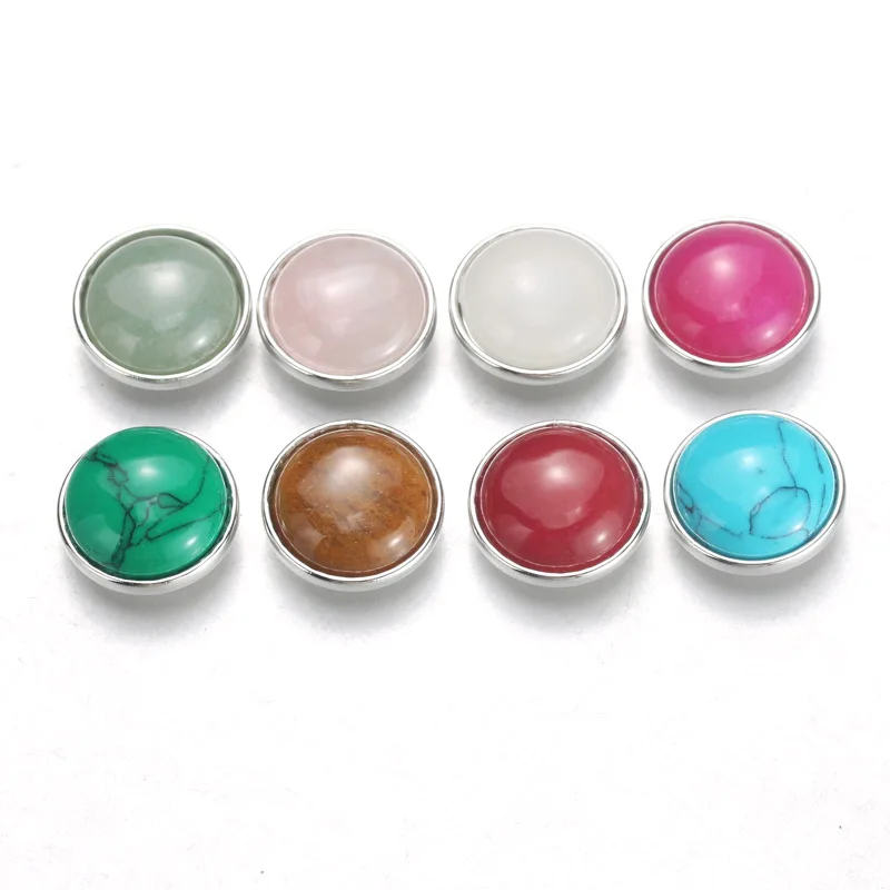 

10pcs/lot New Round 18MM Snap Buttons With Natural Stone Button for Snaps Bracelets fit Boom Life Snaps Jewelry 050604