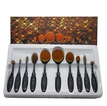 New Arrival10PC/Set Pro oval makeup brush Shaped Eyebrow Foundation Oval toothBrush Makeup Beauty Tools set