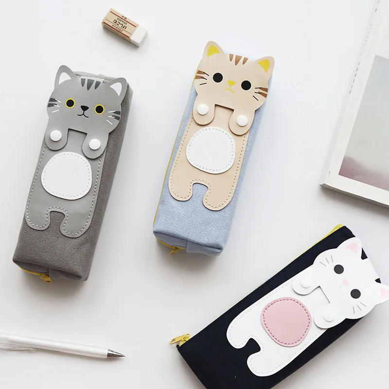

Cute Korean Cats Pen Bags Storage Pencil Bags For Girl Kids Student Gift Kawaii Pencil Case Office School Supply Stationery
