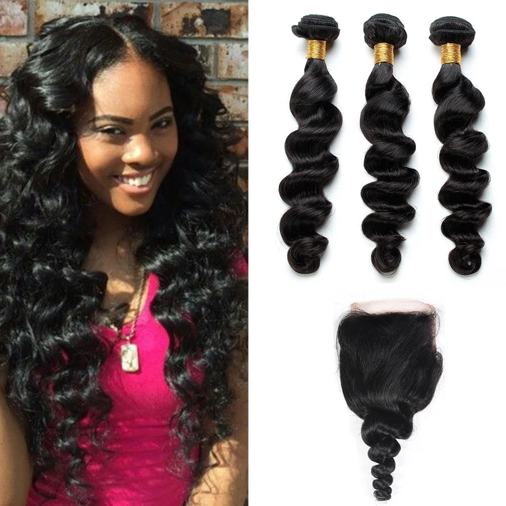 Dream Diana Malaysian Loose Wave Bundles With Closure 3 Bundles With