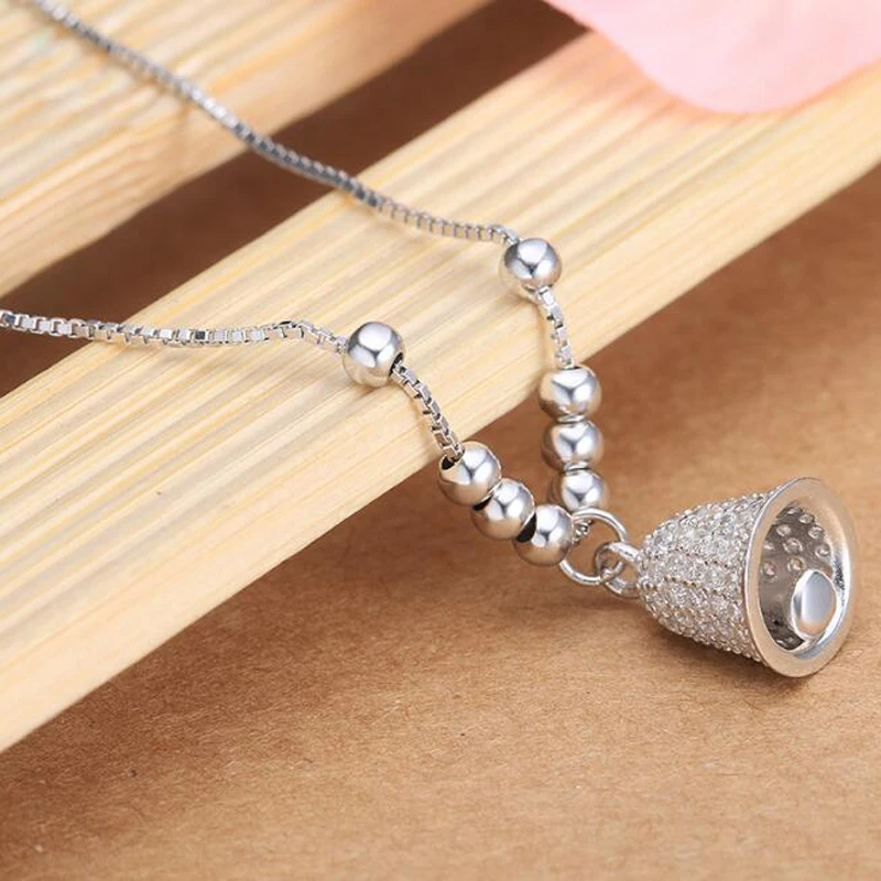 Hutang Real 925 Sterling Silver Bell Anklets Bracelet Cubic Zirconia Fine Jewelry for Women Summer Style 2018 New Fine Jewelry