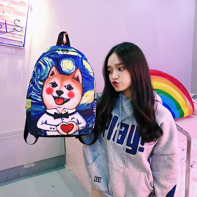 Menghuo New Women Backpacks Girls School Bag 3D Cartoon Cat School Backpack Bag For Girls Printing Backpack Travel Bags Mochilas (37)