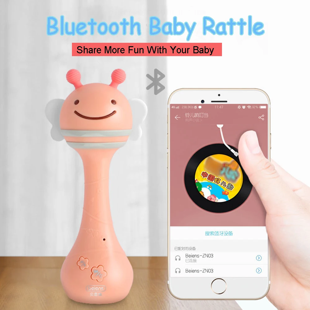 

1PC Baby Hand Bells Electric music and Light Shaking Rattles Sound and light rhythm induction for 6-12 Month Baby Puzzle Toys