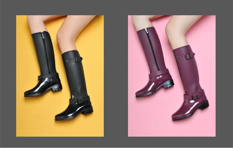 Г., Новая модная женская обувь сапоги для верховой езды на каблуке в стиле панк обувь на молнии высокие рыцарские сапоги женские резиновые сапоги большой размер 40